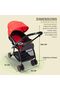 Baby Stroller for Travel with 3 Position Adjustable Seat & Canopy, Reversible Handle,(Red) - 7