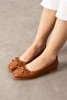Fiora Tan Leather Bowknot Wooden Bead Detailed Ballerinas - 2