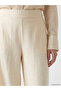 Ecru Textured Women's Trousers with Elastic Waist - 3