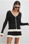 Women's Buttoned Skirt and Ruffled Skirt Knitwear Set