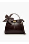 Textured Satchel Bag with Scarf Detail
