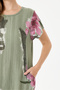 Khaki Italian Floral and Batik Patterned Dress with Double Side Pockets Size 38 - 44 - 6