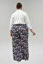 69013 Plus Size Elastic Waist, Pockets, Wide Leg Mango Pants - Ethnic Pattern Navy Blue - 4