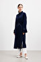Women's Long Buttoned Belted Shirt 10753 Dark Blue