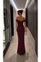 Body-Hugging Sequined Long Evening Dress 583329 Bordo - 8
