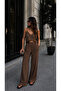 V-Neck Strappy Crop Top and High Waist Wide-Let Pants