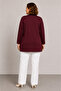 Women's Embroidered Two-Piece Set – Patterned Long Cardigan and Collar Detailed Undershirt Set 5126-Cherry Rotten - 3