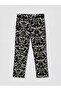 Black Patterned Women's Trousers with Elastic Waist - 7