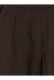 Brown Elastic Waist Carrot Cut Pleated Women's Trousers - 7