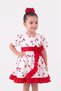 100% Cotton Lined Cherry Patterned Baby Girl Dress with Short Sleeves, Snap Fasteners, Ruffles and Buckle Gift - 2