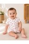 100% Cotton Baby Romper with Heart Pattern, Short Sleeve Summer Newborn Baby Bodysuit, White - 4