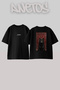 Black Wolf Rug Design Back Printed Cotton Black Oversize T-Shirt