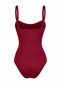 Adjustable Straps, Strappy Covering, Stylish and Slimming, Draped Front Burgundy Swimsuit - 2