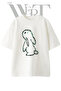 X Goz Tavsan Design Printed Unisex White Oversize T-Shirt
