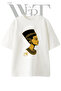Nefertiti_2 Design Printed Unisex White Oversize T-Shirt