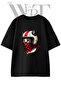 Cat Biker Design Printed Unisex Black Oversize T-Shirt