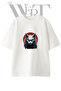 Metal Cat Design Printed Unisex White Oversize T-Shirt