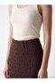 Lcwaikiki Classic Brown Crochet Pencil Skirt with Elastic Waist - 3