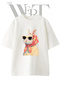 Bunny Scarf Shades Design Printed Unisex White Oversize T-Shirt