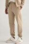 Men's Regular Fit Sweatpants with Logo Beige Men's Regular Fit Cotton Sweatpants Beige - 3
