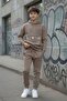 Brown Boy's Hooded Jogger Tracksuit 2 Thread Track Suit 24614 - 4