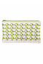 Women's Green-White Lined Clutch Bag - 5