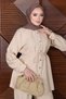 Drawstring Waist Stitched Detail Suit Tsd260253 Beige - 2