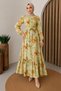 Peony Patterned Skirt Flounce Dress Tsd260257 Green - 3