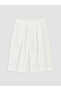 White High Waist Pleated Women's Shorts