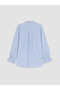 Blue Plus Size Poplin Women's Shirt - 5
