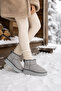 Women's High Mini Classic Suede Winter Boots with Fur Inside - Gray - 3