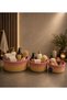 Red Plain Fabric Bamboo Multipurpose Organizer Basket Set - Bathroom Kitchen Makeup Organizer 3-Piece Set