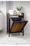Metal Wooden Bathroom Organizer with Dirty Laundry Basket