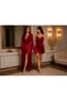 Burgundy Satin Lace Robe and Nightgown 2-Piece Women's Nightgown Set