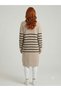 Women's Striped V-Neck Relaxed Fit Knitwear Cardigan - 2