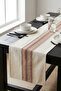 Bohemian Style Cotton Table Runner - Ethnic Ecru with Colorful Knitted Stripes 40X130 cm