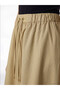 Özmarka New Season Green Elastic Waist 100% Cotton A-Line Skirt - 3