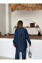 Women's Front Beaded Embroidered Denim Oversize Shirt - 6