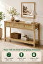 rattan side table features a charging station and USB-C port, three drawers, and open shelving, making it suitable for entryways, living rooms, and hallways. - 4