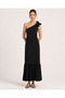 Women's Black Shoulder Bow Camisole Midi Dress - 6
