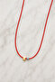Blue Beaded Slide Lock Knitted Choker Necklace with Red String Moon Figure - 2