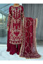 Maroon Heavy Faux Georgette Embroidered Palazzo Suit Set - HRT7523 | Maroon-Size:M-38-Inches - 4