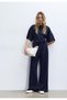 Allbucks Stradi-Various Soft Textured Wide Leg Fabric Trousers with Pockets Abstr00001 - 2