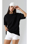 Black Plain Unisex Basic Oversize T-Shirt - 5
