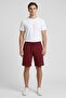 Men Embroidered Logo Basic Shorts, Maroon - 2