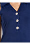 Navy Blue Drop Waist A-Line Midi Dress - 4