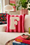Punch Embroidered Throw Pillow Cover - 43*43 cm - Pink Letter F - Pnk001
