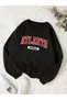 Women's Black Atlanta Printed Crew Neck Sweatshirt