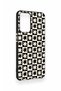 Oppo A16 Compatible Flower Motif Checkered Pattern Silicone Case - 3