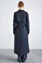 Cape Detailed Snap Closure Water Repellent Trench Coat Dark Blue 6871 - 7